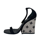 Louis Vuitton Appeal Line Monogram Sandals Shoes Suede Black Silver Rhinestone — view 3