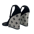 Louis Vuitton Appeal Line Monogram Sandals Shoes Suede Black Silver Rhinestone — view 4