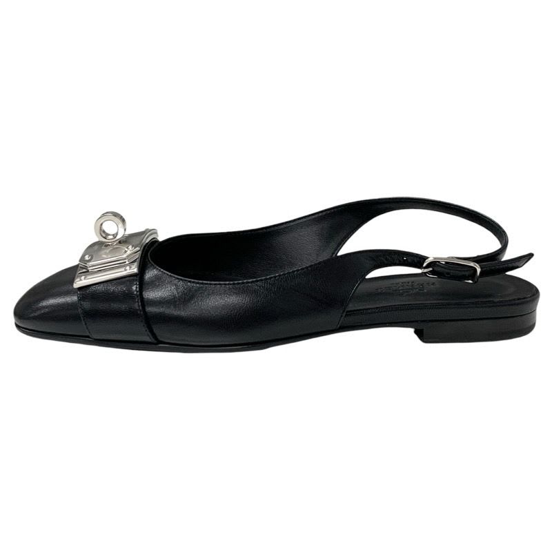 Hermes Innocent Flat Shoes Leather Black Silver Ballet Kelly — view 3