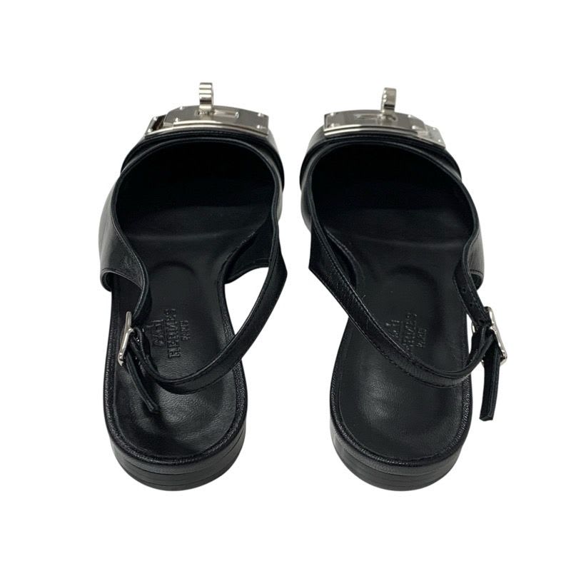 Hermes Innocent Flat Shoes Leather Black Silver Ballet Kelly — view 5