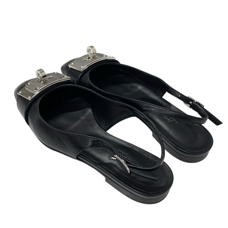 Hermes Innocent Flat Shoes Leather Black Silver Ballet Kelly — view 4
