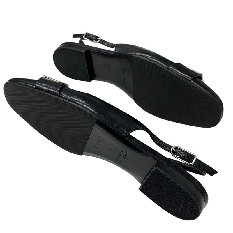 Hermes Innocent Flat Shoes Leather Black Silver Ballet Kelly — view 6