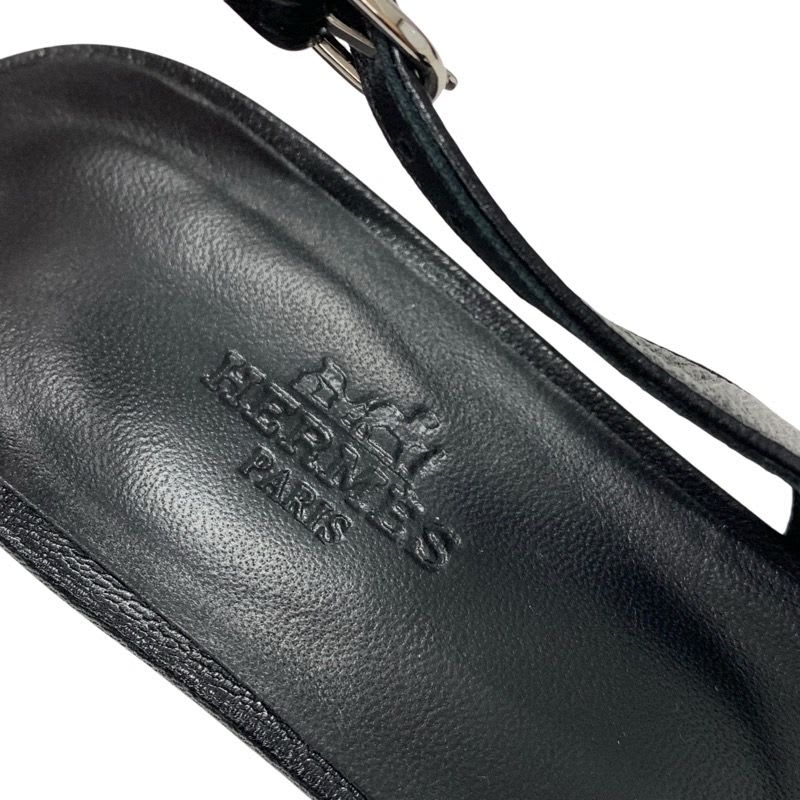 Hermes Innocent Flat Shoes Leather Black Silver Ballet Kelly — view 7