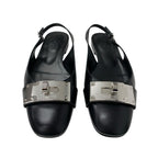Hermes Innocent Flat Shoes Leather Black Silver Ballet Kelly — view 2