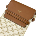Celine Mobile Smartphone Accessories White Brown Triomphe Logo Phone Case — view 4