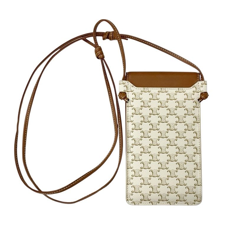 Celine Mobile Smartphone Accessories White Brown Triomphe Logo Phone Case — view 3