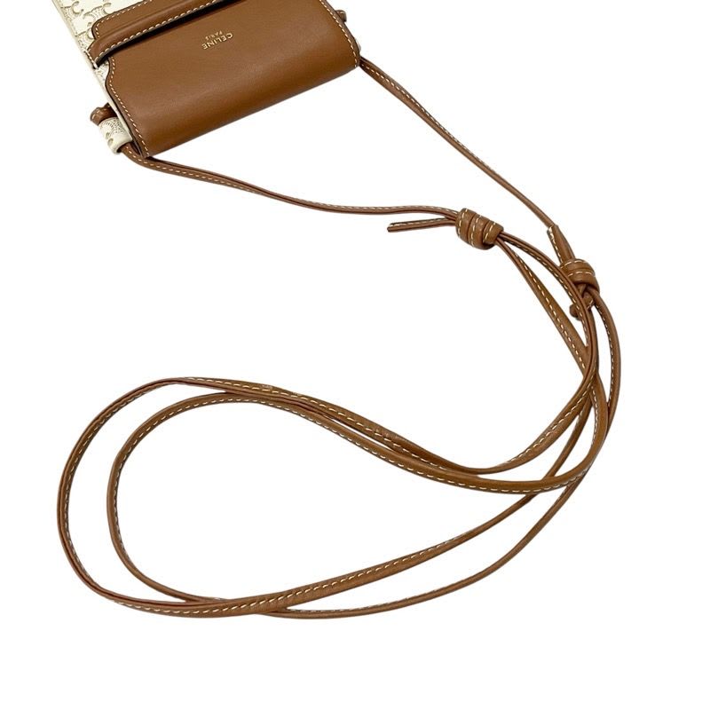 Celine Mobile Smartphone Accessories White Brown Triomphe Logo Phone Case — view 6