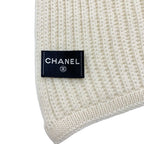 Chanel Muffler Cashmere White Black Coco Mark Logo Sequins Scarf — view 6