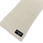 Chanel Muffler Cashmere White Black Coco Mark Logo Sequins Scarf — view 3