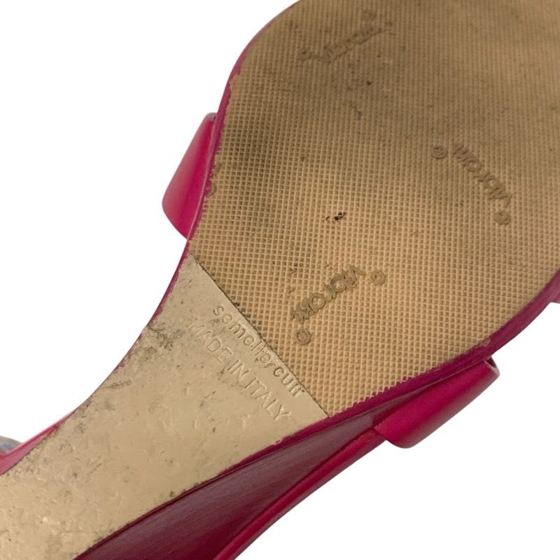 Hermes Legend Sandals Shoes Leather Pink Wedge Sole Ankle Strap — view 8