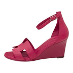 Hermes Legend Sandals Shoes Leather Pink Wedge Sole Ankle Strap — view 3