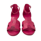 Hermes Legend Sandals Shoes Leather Pink Wedge Sole Ankle Strap — view 2