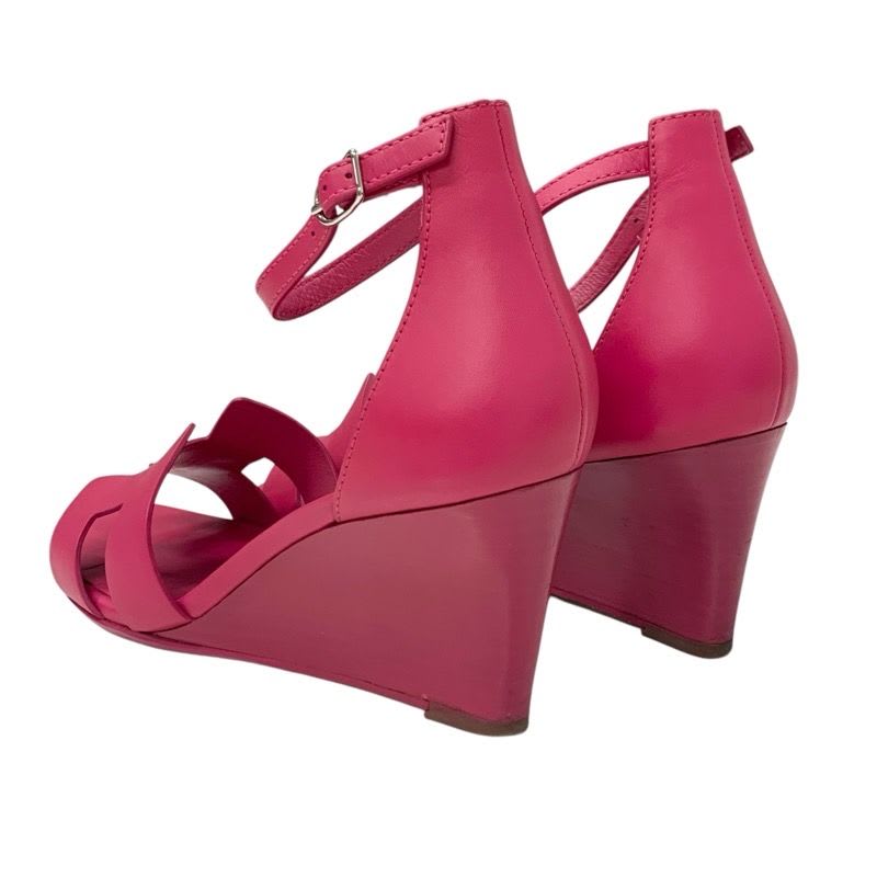 Hermes Legend Sandals Shoes Leather Pink Wedge Sole Ankle Strap — view 4
