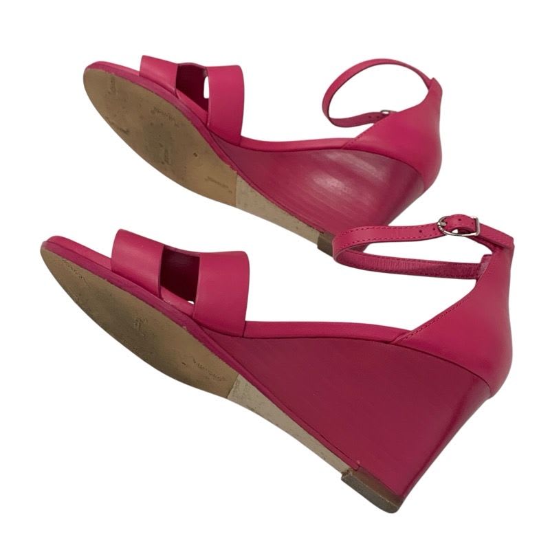 Hermes Legend Sandals Shoes Leather Pink Wedge Sole Ankle Strap — view 6