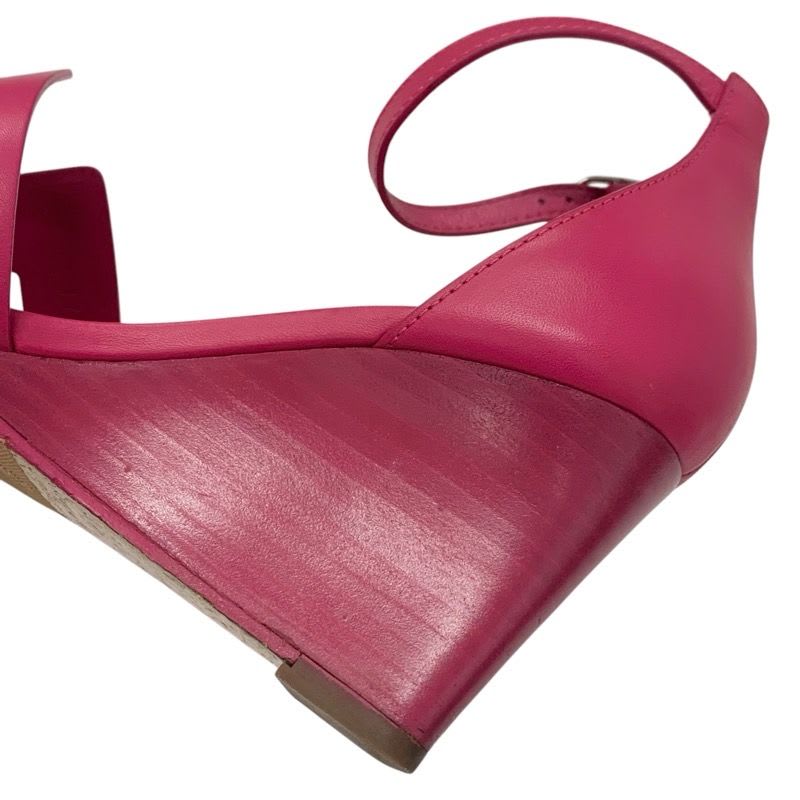 Hermes Legend Sandals Shoes Leather Pink Wedge Sole Ankle Strap — view 9