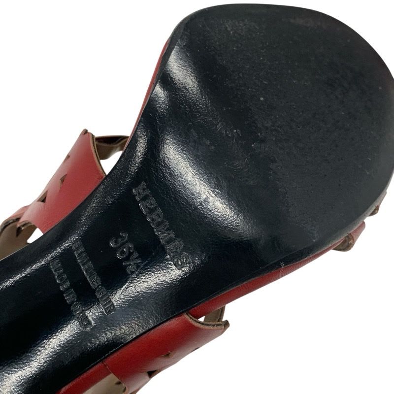 Hermes Kayla Sandals Shoes Leather Red Guadalquivir — view 8