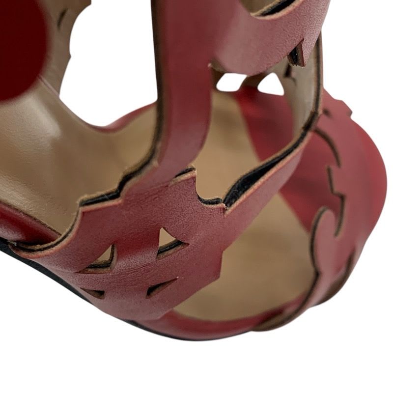 Hermes Kayla Sandals Shoes Leather Red Guadalquivir — view 9