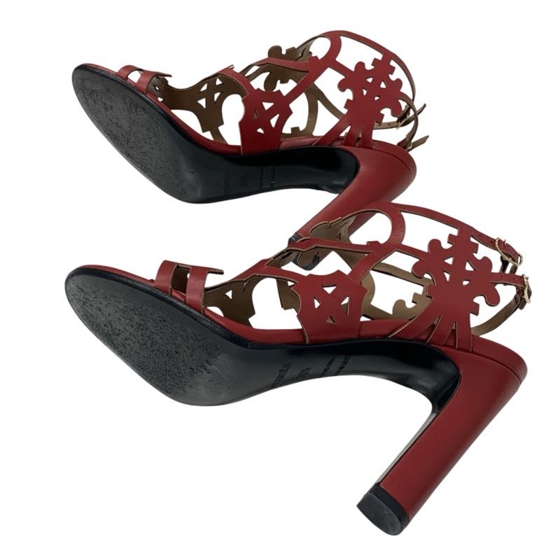 Hermes Kayla Sandals Shoes Leather Red Guadalquivir — view 6