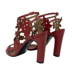 Hermes Kayla Sandals Shoes Leather Red Guadalquivir — view 4