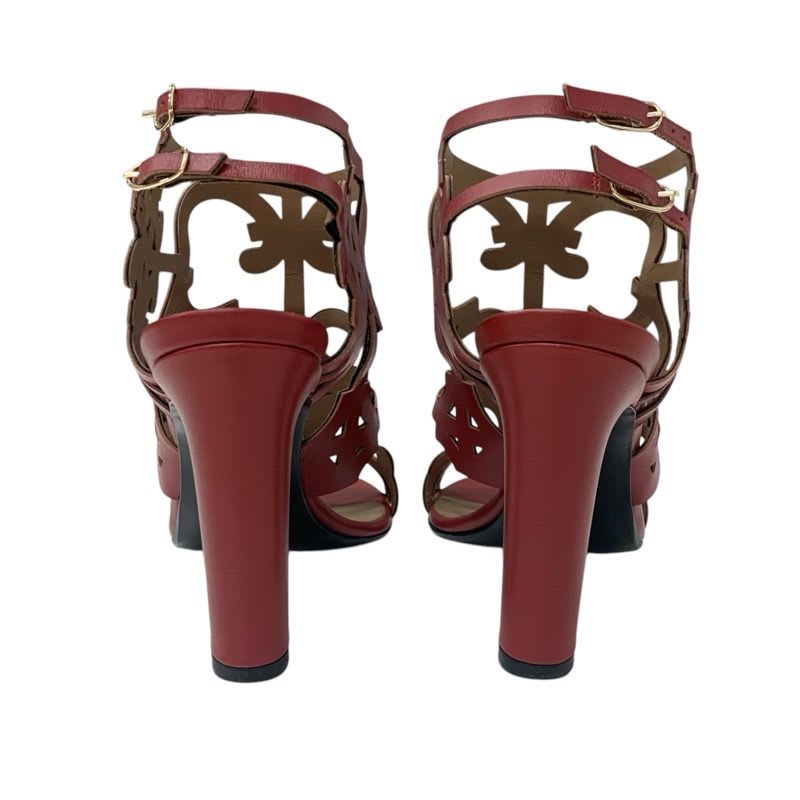 Hermes Kayla Sandals Shoes Leather Red Guadalquivir — view 5