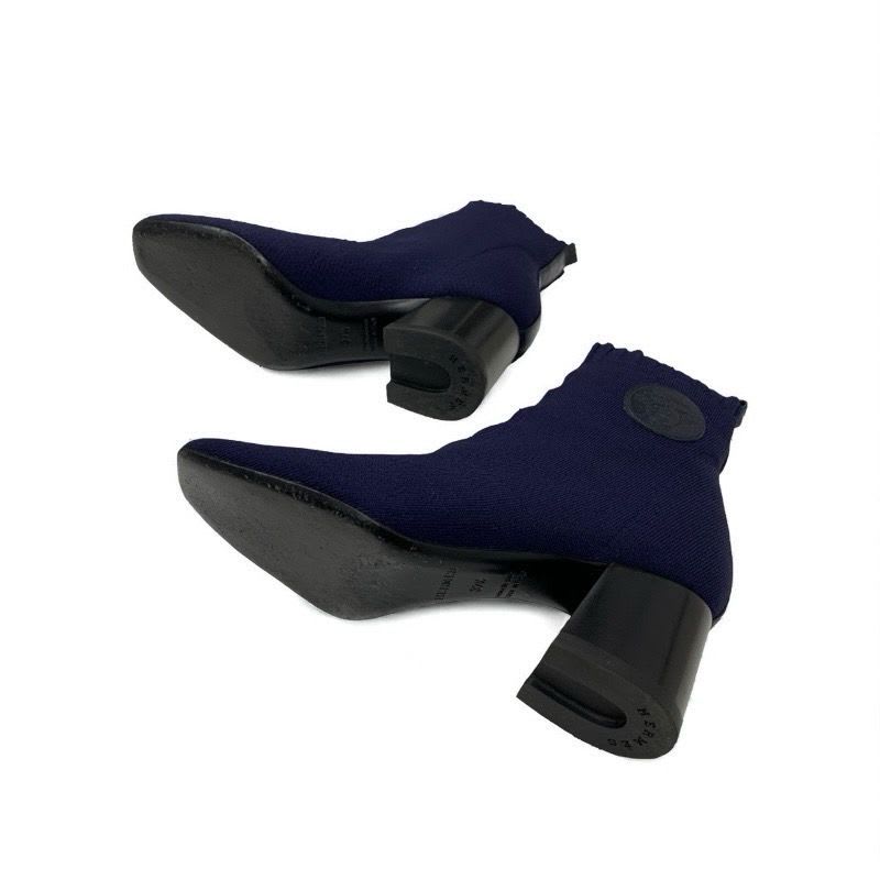 Hermes Volver Boots Short Shoes Fabric Leather Navy Black Sock — view 6
