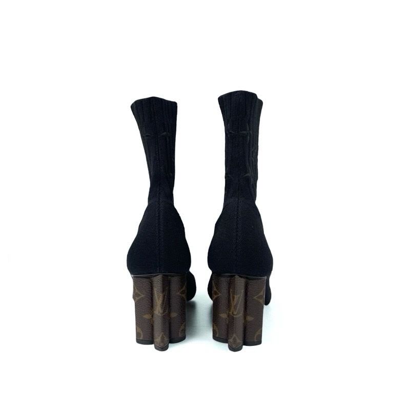 Louis Vuitton Silhouette Line Monogram Boots Short Shoes Fabric Black — view 5