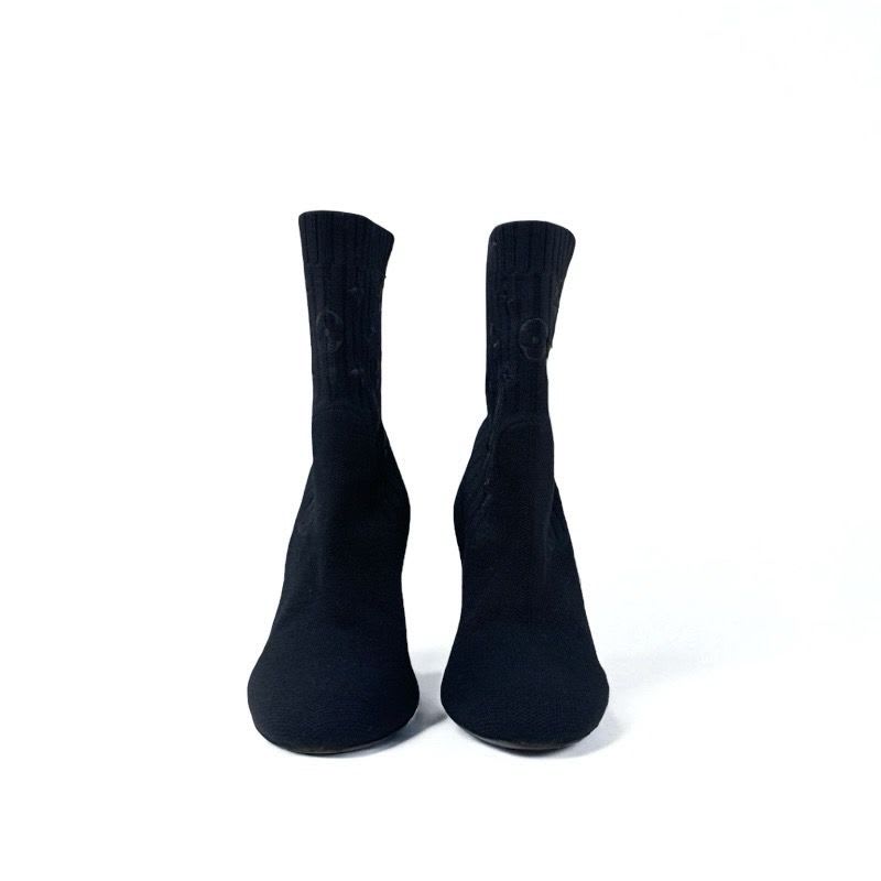 Louis Vuitton Silhouette Line Monogram Boots Short Shoes Fabric Black — view 2