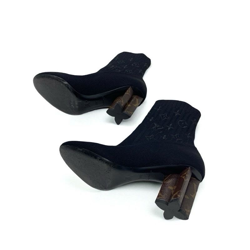 Louis Vuitton Silhouette Line Monogram Boots Short Shoes Fabric Black — view 6