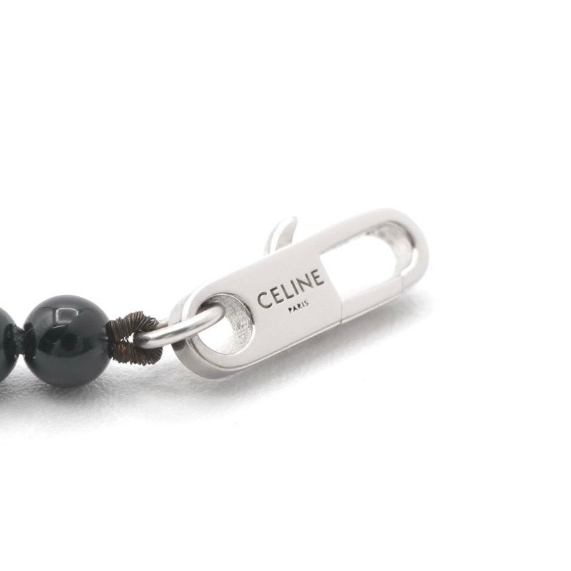 Celine Necklace Pendant Choker Black Silver Logo Onyx — view 6