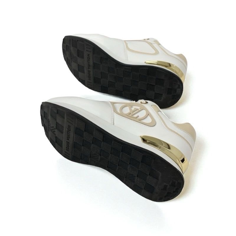Louis Vuitton Neo Runaway Line Sneakers Shoes White Beige Gold Logo — view 6