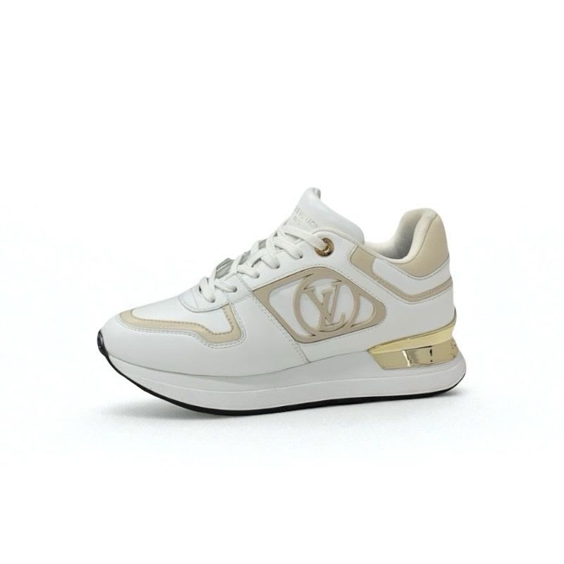 Louis Vuitton Neo Runaway Line Sneakers Shoes White Beige Gold Logo — view 3