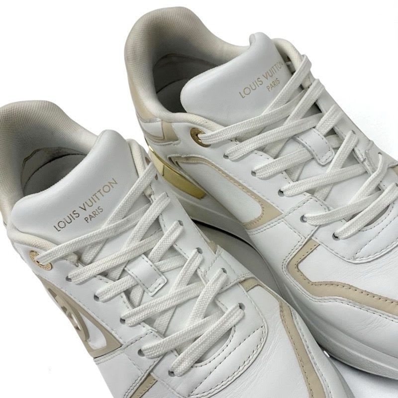 Louis Vuitton Neo Runaway Line Sneakers Shoes White Beige Gold Logo — view 9