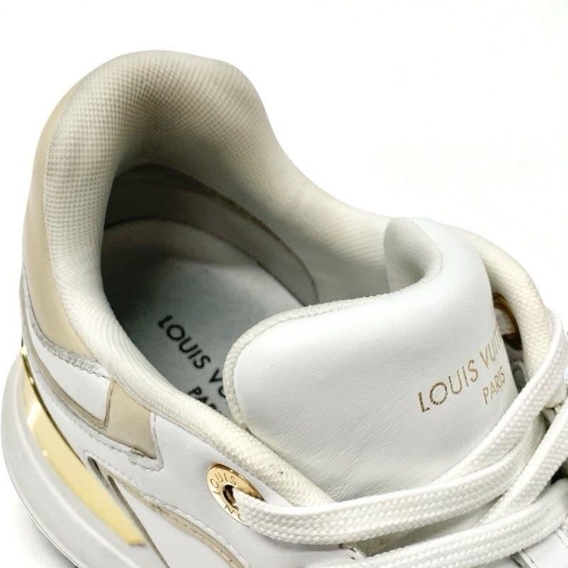 Louis Vuitton Neo Runaway Line Sneakers Shoes White Beige Gold Logo — view 7