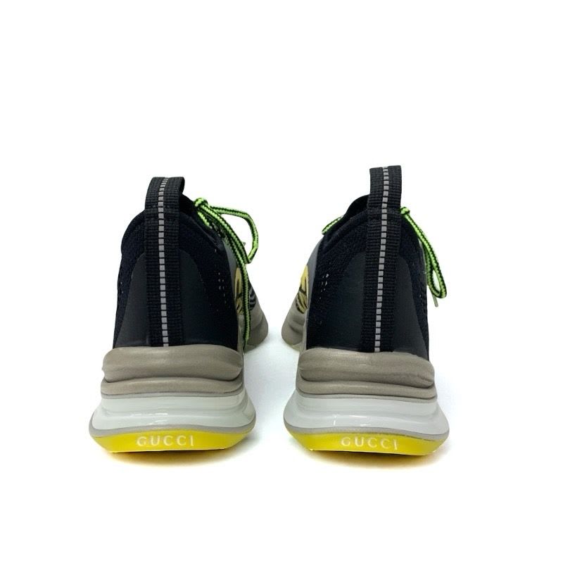 Gucci RUN Sneakers Shoes Fabric Black Yellow Interlocking G Logo — view 5