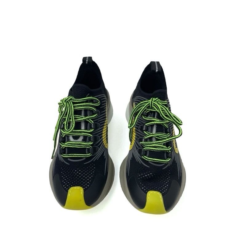 Gucci RUN Sneakers Shoes Fabric Black Yellow Interlocking G Logo — view 2
