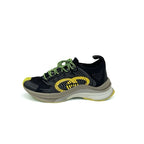 Gucci RUN Sneakers Shoes Fabric Black Yellow Interlocking G Logo — view 3