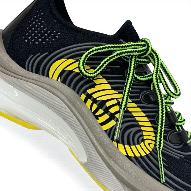 Gucci RUN Sneakers Shoes Fabric Black Yellow Interlocking G Logo — view 9