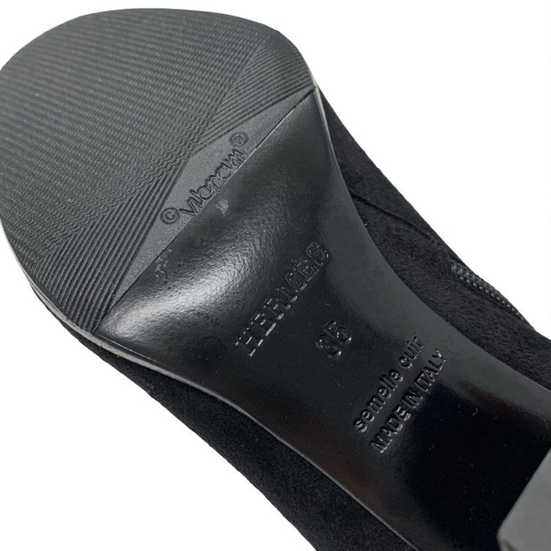 Hermes Saint Germain Boots Short Shoes Suede Black Silver Kelly Hardware — view 8