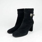 Hermes Saint Germain Boots Short Shoes Suede Black Silver Kelly Hardware — view 2