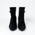 Hermes Saint Germain Boots Short Shoes Suede Black Silver Kelly Hardware — view 3