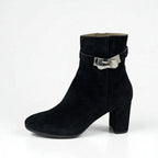 Hermes Saint Germain Boots Short Shoes Suede Black Silver Kelly Hardware — view 4