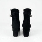 Hermes Saint Germain Boots Short Shoes Suede Black Silver Kelly Hardware — view 5
