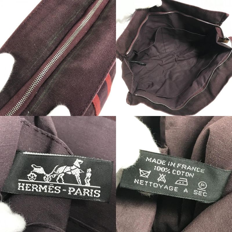 Hermes Clutch Bag Fourre Tout Cotton Burgundy — view 8