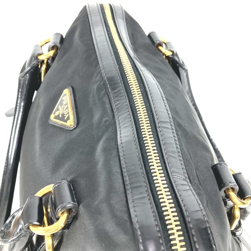 Prada Shoulder Bag Triangle Logo Plate 1 Bb01 Leather Nylon Black — view 6