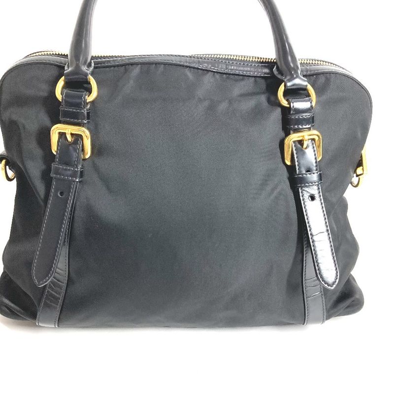 Prada Shoulder Bag Triangle Logo Plate 1 Bb01 Leather Nylon Black — view 3