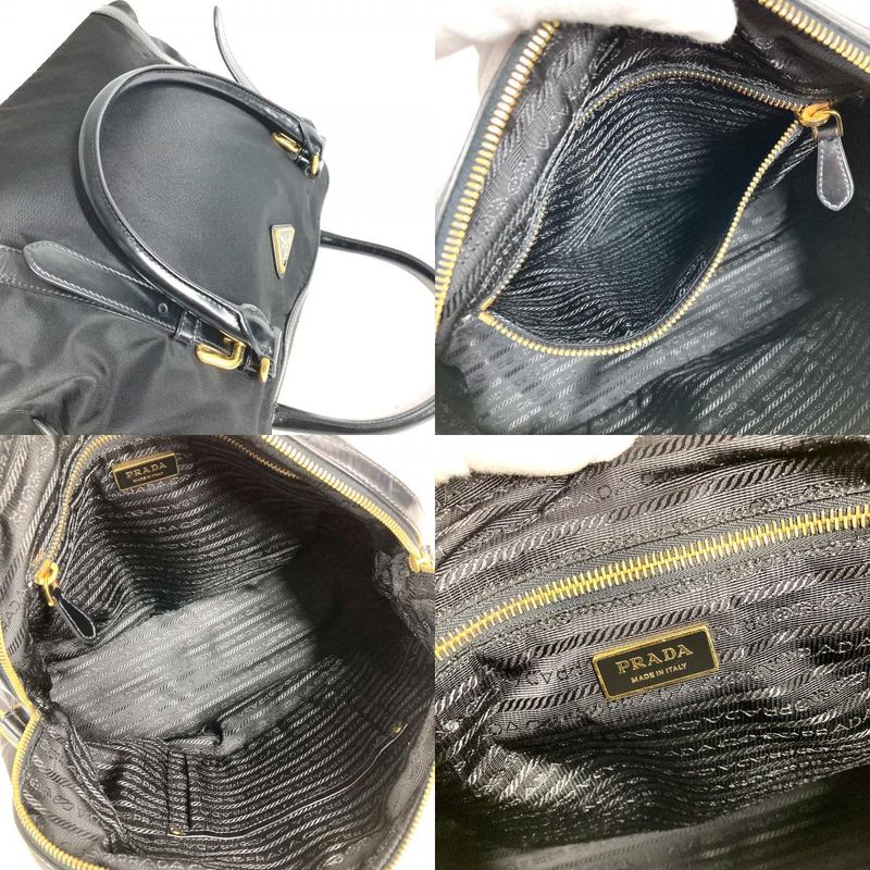 Prada Shoulder Bag Triangle Logo Plate 1 Bb01 Leather Nylon Black — view 9