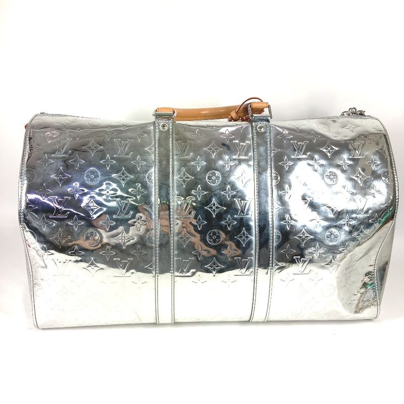 Louis Vuitton Boston Bag Keepall Bandouliere 50 Leather Silver — view 2