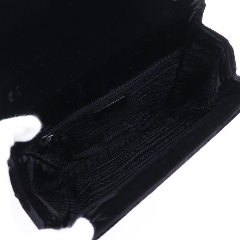 Prada One Handle Vintage Velour Nero Black Handbag — view 6