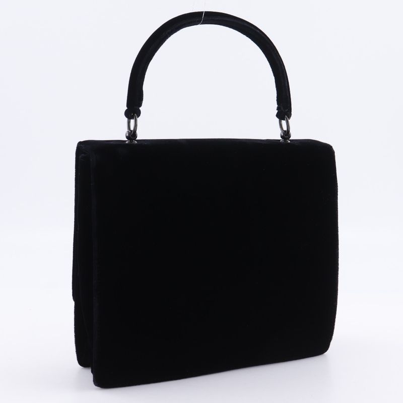 Prada One Handle Vintage Velour Nero Black Handbag — view 3