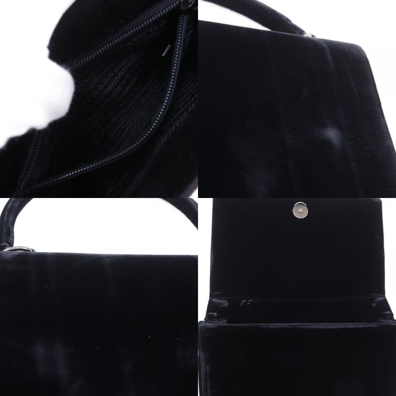 Prada One Handle Vintage Velour Nero Black Handbag — view 7